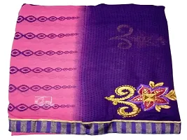 OTQS Apparel Women's Floral Printed Pure Georgette Saree With Blouse Piece(sequence-purple-1498)-thumb1