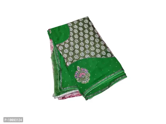 OTQS Apparel Floral Embroidery & Stone Work Georgette Saree With Blouse Piece(otqs-apparel-green-3000)-thumb3