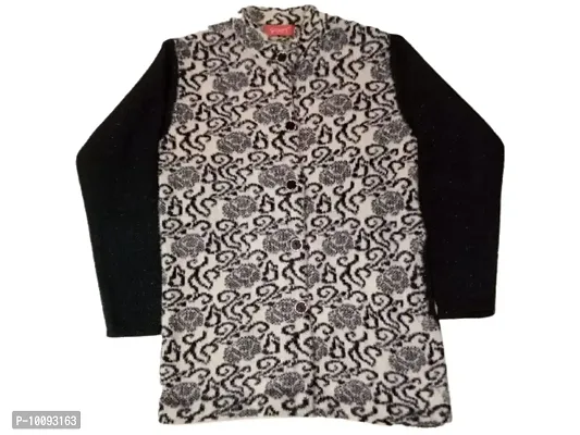 OTQS Apparel Women's Woolen Round-Neck Cardigan Sweater for Winter wear with One Pockets(otqs-black-1199)