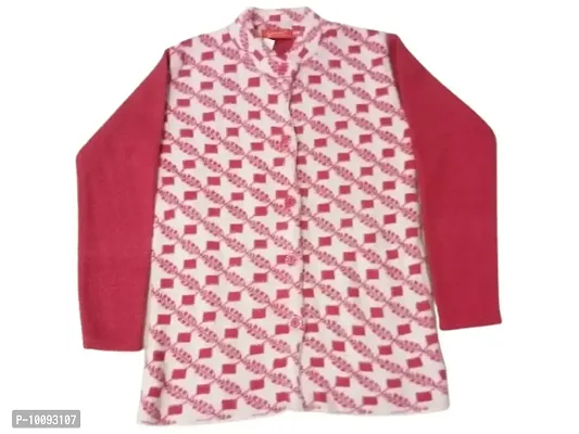 OTQS Apparel Women's Woolen Round-Neck Cardigan Sweater for Winter wear with One Pockets(otqs-pink-1199)