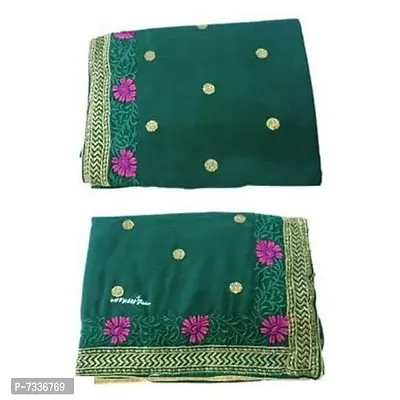 Elegant Floral Embroidered Work Pure Georgette Bridal Saree With Blouse Piece