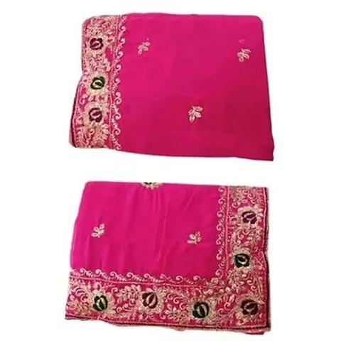 Elegant Floral Embroidered Work Pure Georgette Bridal Saree With Blouse Piece