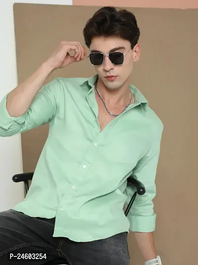 Stylish Lycra Solid Long Sleeve Formal Shirts For Men-thumb0