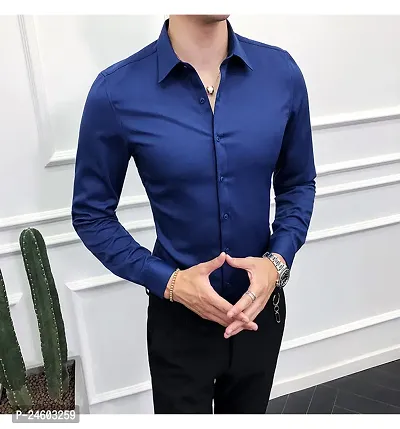 Stylish Lycra Solid Long Sleeve Formal Shirts For Men