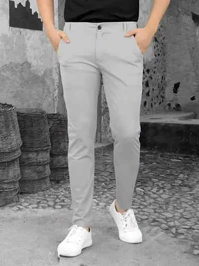 Trendy Linen Blend High-Rise Solid Regular Trousers For Men