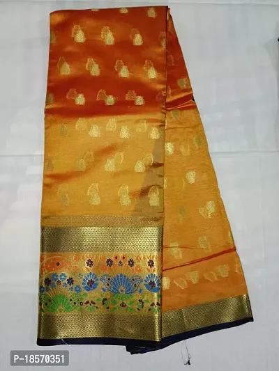 Trendy Silk Orange Woven Design Saree With Blouse Piece For Women-thumb0