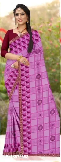 Trendy Silk Purple Printed Saree With Blouse Piece For Women