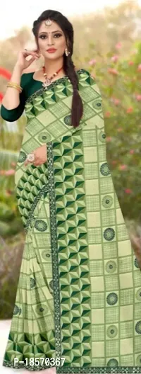 Trendy Silk Green Printed Saree With Blouse Piece For Women