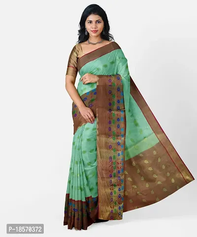 Trendy Silk Green Woven Design Saree With Blouse Piece For Women-thumb0