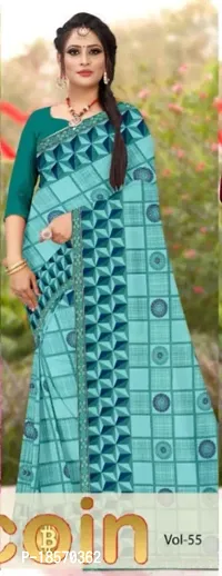 Trendy Silk Green Printed Saree With Blouse Piece For Women