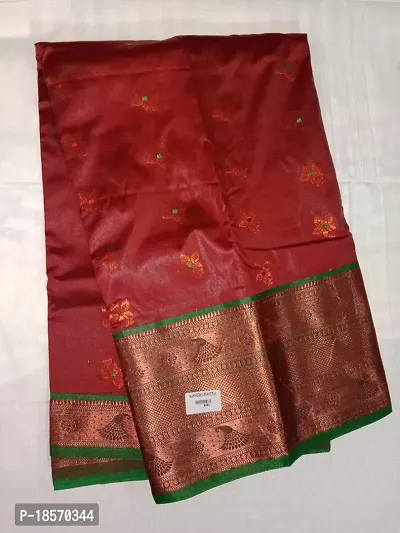 Trendy Silk Red Woven Design Saree With Blouse Piece For Women-thumb0