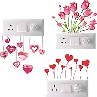 ARCHI GRAPHICS STUDIO Decorative Small Switch Penal/Board Sticker of Beautiful Flowers Hanging Heart Heart Balloon for Home Decoration (PVC Vinyl Multicolor)-thumb1