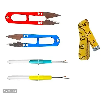 Thread Cutter and Seam Ripper Set with Measuring Tape - 2 Thread Cutters, 2 Seam Rippers, 1 Measuring Tape-thumb0