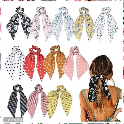 Pack of 6 printed scrunchies scarf mix designs by Simran boutique-thumb0