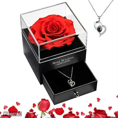Sunia Preserved Real Rose with Necklace Rose Gifts India | Ubuy