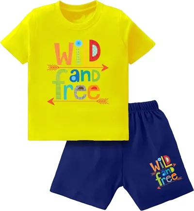 Elite Cotton Printed T-Shirts with Shorts For Boys