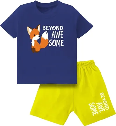 Elite Cotton Printed T-Shirts with Shorts For Boys