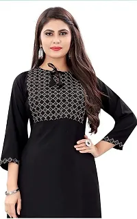 Sr Enterprise Women's Regular Straight Ethnic Rayon Stitched Casual Wear and Office Wear Embroidery Work Kurti (Black) (XL)-thumb1