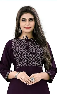 Sr Enterprise Women's Regular Straight Ethnic Rayon Stitched Casual Wear and Office Wear Embroidery Work Kurti (Purple) (S)-thumb1