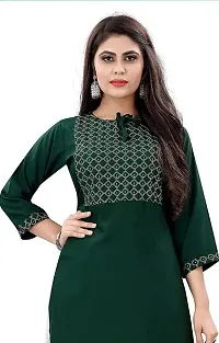 Sr Enterprise Women's Regular Straight Ethnic Rayon Stitched Casual Wear and Office Wear Embroidery Work Kurti (Green) (XL)-thumb1