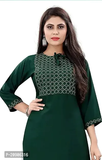 Sr Enterprise Women's Regular Straight Ethnic Rayon Stitched Casual Wear and Office Wear Embroidery Work Kurti (Green) (XL)-thumb2