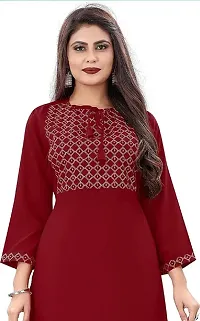 Sr Enterprise Women's Regular Straight Ethnic Rayon Stitched Casual Wear and Office Wear Embroidery Work Kurti (Red) (L)-thumb1