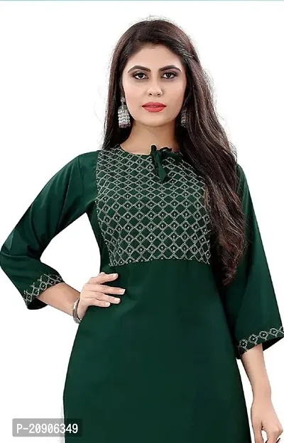 Sr Enterprise Women's Regular Straight Ethnic Rayon Stitched Casual Wear and Office Wear Embroidery Work Kurti (Green) (XXL)-thumb2