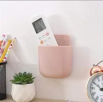SR Enterprise Mini Multipurpose Wall Holder with Mobile Charging Point/Stationary Storage/Bathroom qacceceries/Remote Holder/makup Brush Holder No Drilling only Stick on Smooth Surface 4 Piece Set-thumb1