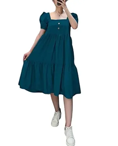 SR Enterprise Women A-line Dress Casual Wear Western Crepe Dress Midi for Girl/Women/Ladies- (XL)