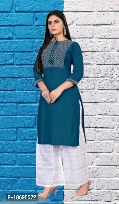 Classic Rayon Embroidered Kurtis for Women-thumb0