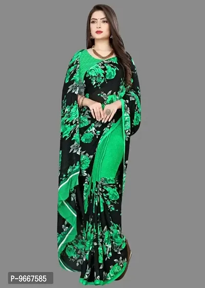 Printed daily wear Georgette Saree with Blouse-thumb5