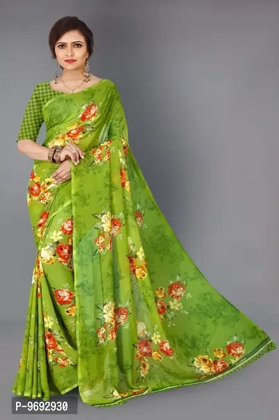 Printed daily wear Georgette Saree with Blouse-thumb0