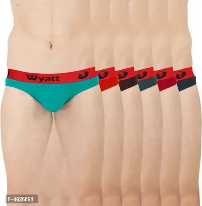 Men's Multicoloured Cotton Self Pattern Basic Briefs (Pack Of 6)-thumb0