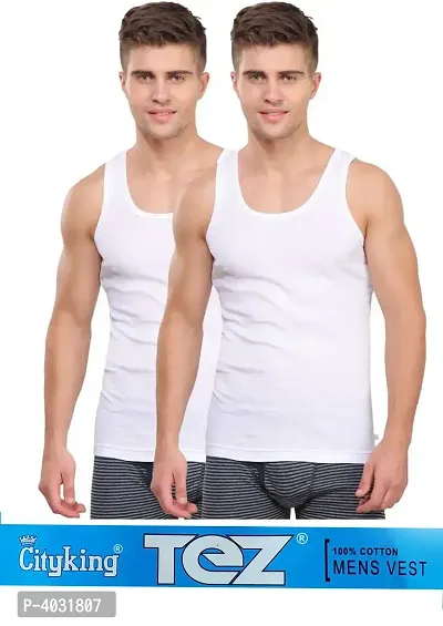 Men Cotton Solid Vest - Pack Of 2-thumb0