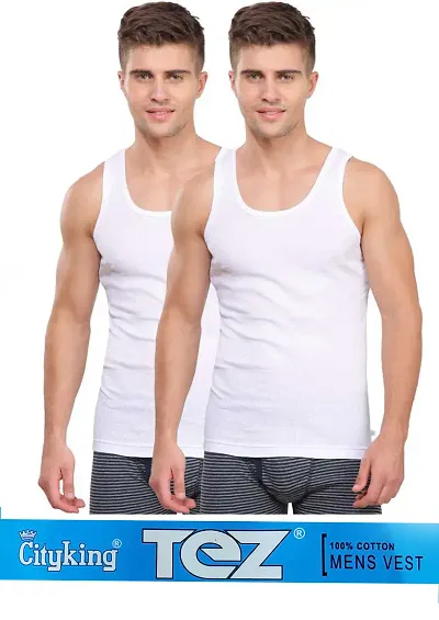 Men Solid Vest - Pack Of 2