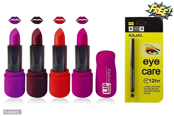 Women Premium Matte Lipstick Pack Of 4 With Free ADS Kajal