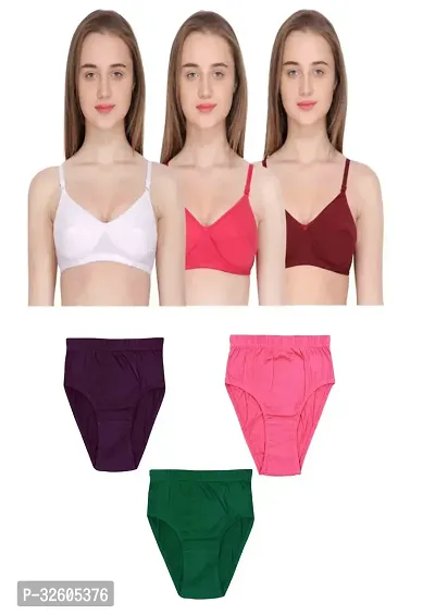 WOMEN BRA PANTY SET PACK OF 3