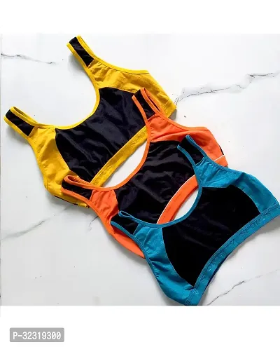 Latest Cotton Blend Sports Bra (Pack of 3)-thumb0