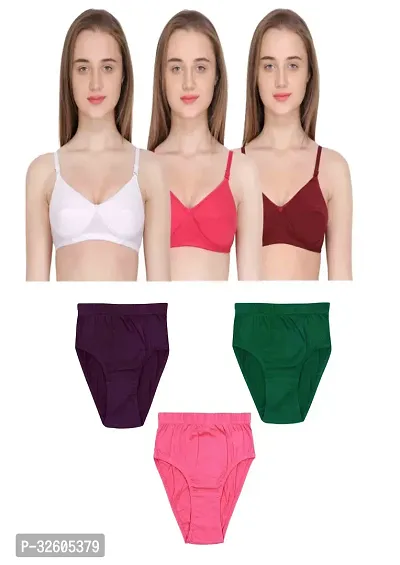 WOMEN BRA PANTY SET PACK OF 3