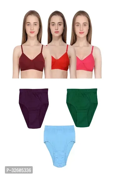 Stylish Women Bra and Panty Set Pack of 3-thumb0