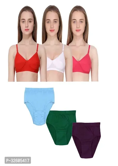 WOMEN BRA PANTY SET PACK OF 3-thumb0