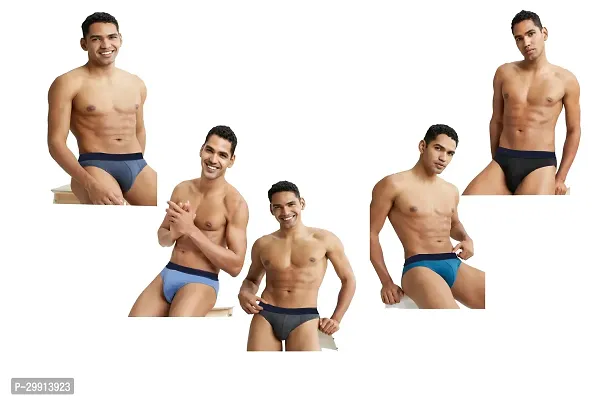 Stylish Cotton Solid Brief for Men, Pack of 5-thumb0