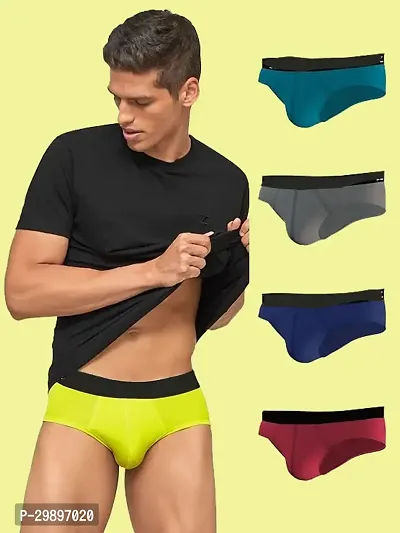 Stylish Cotton Solid Brief for Men, Pack of 5-thumb0