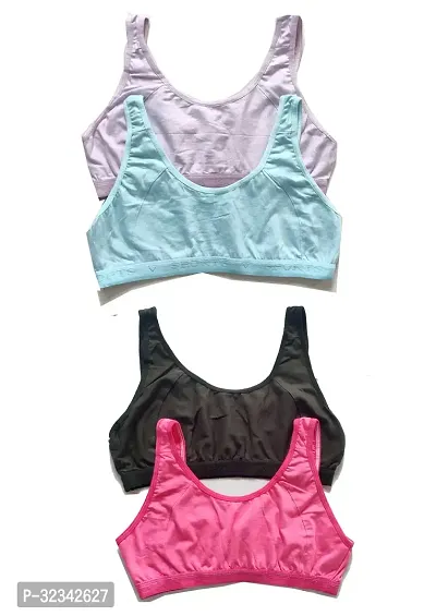 Latest Cotton Blend Sports Bra (Combo of 4)-thumb0