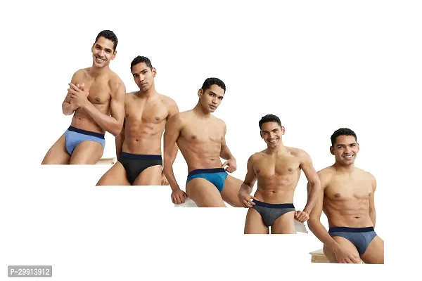 Stylish Cotton Solid Brief for Men, Pack of 5-thumb0