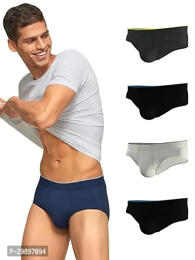 Stylish Cotton Solid Brief for Men, Pack of 5-thumb0