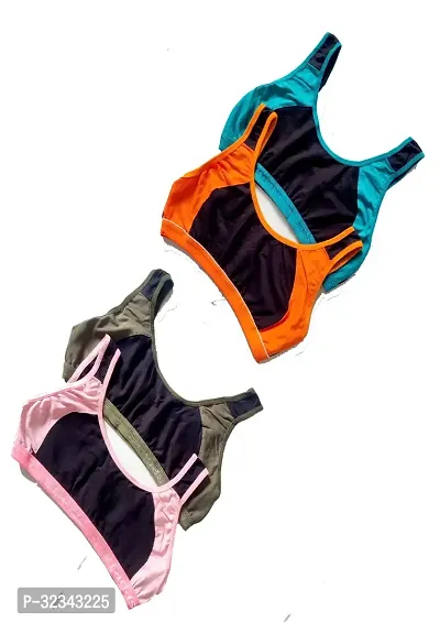 Latest Multicoloured Cotton Blend Sports Bra (Pack of 4)-thumb0