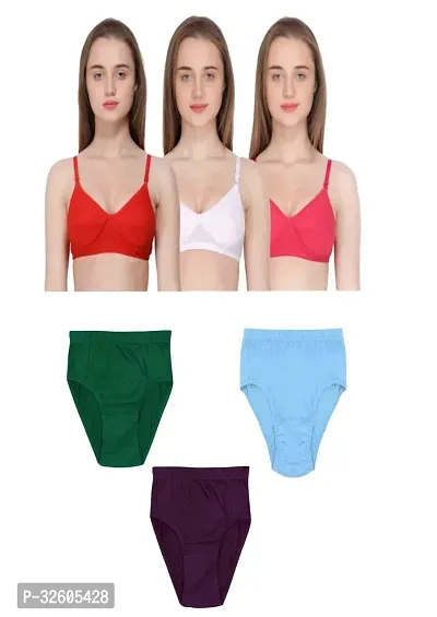 Stylish Women Bra and Panty Set Pack of 3-thumb0