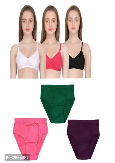 Stylish Women Bra and Panty Set Pack of 3-thumb0