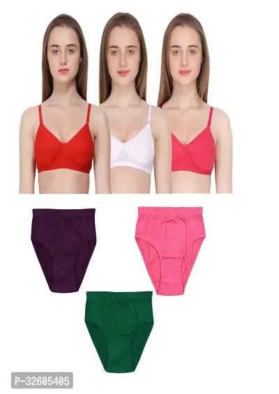 Stylish Women Bra and Panty Set Pack of 3-thumb0